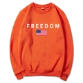 Sweat-shirt unisexe orange avec imprimé Freedom et drapeau américain en coton mélangé - Orange