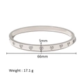 Detail view of 5mm wide heart bangle with size specs and zircon inlay details - Heart Inlaid Zirconia Style (HF-B5178-S)