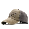 Détail de la broderie 3D New York sur casquette baseball en coton délavé effet usé - Réglable / Khaki