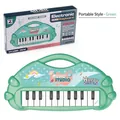 Green portable 13-key electronic piano toy for children with cute cartoon packaging - Handbag Style / Green