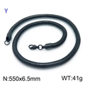 Black plated 304 stainless steel snake chain necklace 550mm long and 6.5mm wide - Black (KN203817-Z)