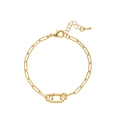 Bracelet élégant à maillons trombone plaqué or 18 carats avec fermoir mousqueton - Bracelet à Maillons Ouverts No.3