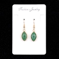 Elegant gold earrings featuring dark green marquise-cut faceted amethyst gemstones - Green Strawberry Quartz