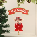 Plüsch-Weihnachtsanhänger mit Rentier, Feliz Navidad Schild und Glöckchen - Schneemann
