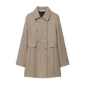 Women's double-breasted wool blend short coat in camel with elegant gold metal buttons - XS / Khaki