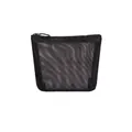Portable nylon mesh makeup bag with compact dimensions: 12cm top width and 9cm height - 01 Triangle Small Mesh Bag (Black)