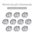 Set of 10 transparent white 40mm acrylic crystal diamonds with faceted cut for decoration - 40mm (Transparent White)