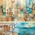 Beach House 6x6 inch scrapbook paper pad with 12 vintage ocean themed designs for DIY crafts - R2340 24 Sheets