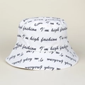 Chapeau bob en coton blanc avec imprimé intégral de texte noir à la mode urbaine - M (56-58cm) / Blanc