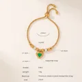 Gold-plated adjustable bracelet with heart-shaped malachite pendant and crystal details - Gold Green Striped Bracelet (E463)