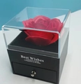 Preserved red rose gift box with black jewelry drawer and Best Wishes inscription - Simulation Red Rose Gift Box