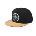 Cappellino da baseball nero e kaki a tesa piatta con ricamo a bussola circolare rifinito - Regolabile / Nero