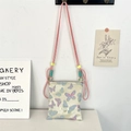 Borsa a tracolla artistica in jacquard a farfalla bianco sporco con motivi blu - Pittura a Olio Farfalla