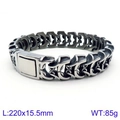 Bracciale a maglie con teschi punk da uomo in acciaio inossidabile color argento - Stile Maglia Geometrica (KB118444-BDJX) / Color Acciaio