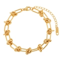 Bracciale a catena con nodo dorato stile hip hop con incisione 18KGP e chiusura a moschettone - Bracciale / Oro