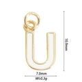 Letter U alphabet pendant in white enamel with 10.9mm height and 0.3g weight - Letter U