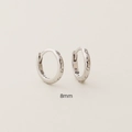 Minimalist 8mm S925 sterling silver hoop earrings with sparkling pave zircon settings - Platinum Color (8mm)