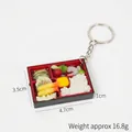 Miniature Japanese bento box keychain with tempura and rice, measures 4.7cm x 3.5cm - Fried Shrimp & Prawn Rice Bento