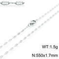 Gepolijste zilveren roestvrijstalen lipketting ketting met gedetailleerde 550mm afmetingen - Zilveren Stijl (KN118256-Z)