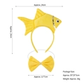 Yellow goldfish headband and bowtie set for kids costume, including size and weight details - 3D Yellow Goldfish Headband + Bowtie Set