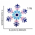Detailed size specifications for snowflake embroidery patches in blue, pink, and purple - Snowflake Patch 17#