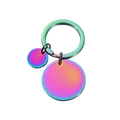 Rainbow plated stainless steel round disc keychain with blank surface for custom logo - Rainbow (MP632)