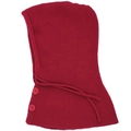 Winter red knitted balaclava with decorative buttons and adjustable drawstrings - Red