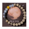 Detailed close-up of Pluto solar system bracelet with natural stones on galaxy themed card - Pluto (With Card)