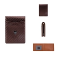 Slim dark brown men's RFID wallet with carbon fiber texture and multi-card slots - Brown