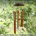 Handmade bamboo wind chime with coconut shell top for natural garden decoration - Coconut Shell Natural Bamboo (Dia 12cm/Len 33cm)