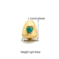 Gold hip hop grillz with green heart-shaped zirconia and dimensions of 1.1x0.9cm - Green Zirconia Heart / Gold