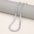 Silver rectangle tennis necklace with clear crystals and adjustable lobster clasp - Steel-White Necklace