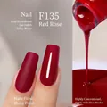 F135 Red Rose nail gel polish with matte and glossy finishes on plant-based formula - F135 Red Rose