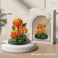 Artificial orange rose flower building block toy set with a round black base and gift box - M3107 Spine Chrysanthemum / 223pcs/Base Model