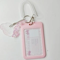 Pink heart cloud glitter ID card holder with retractable spring rope keychain - Cloud Gukaa Vertical Case