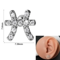 Pisces zodiac stud earring in stainless steel with white zircons and ball back closure - 0.8*6*3mm / Pisces
