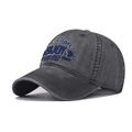 Dark grey cotton baseball cap featuring blue ENJOY embroidery and curved brim - Gray