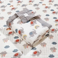 Soft cotton baby swaddle blanket featuring cute gray elephants and colorful rainbows - 6-Layer Wide Edge 110*110cm / Rainbow Cloud Elephant