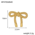 Vue macro de l'accessoire papillon doré torsadé mesurant 1,8cm x 2,2cm environ - Nœud de Corde Doré (HP47856BW0)