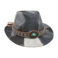 Cappello western da bambino in denim patchwork con nastro etnico turchese - Taglia Bambini (52-54cm) / Stile Patchwork Denim Nero