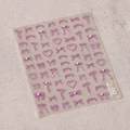 5D embossed nail art sticker featuring pink 3D bows and pearls model TL-162 - Pink Hollow Bow Style (TL-162)