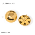 Gouden 3cm ronde gehamerde metalen oorknopjes met getextureerd oppervlak en sluitingen - Gehamerde Ronde Stijl (JDEW2311021)