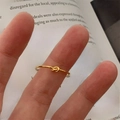 Minimalist knot design 925 sterling silver ring in golden finish on finger - JZ1409-Gold Knot