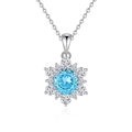 S925 Silber Blaue Edelstein Schneeflocke Anhänger Halskette Elegante Zirkon Kette Schmuck - Fddz-029-meerblau (kreuzkette) / 925er Silber