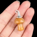 Orange crystal mushroom pendant with a silver wizard hat for DIY jewelry making - Gun Black Cap / Topaz