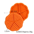 Orange flower-shaped silicone waffle mold with 5 petal sections and grid texture - 5-Cavity Heart Shape / Orange