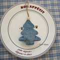 Blue plush Christmas tree ornament with silver sequins and 7x10cm size tag - Christmas Tree / Christmas Tree-Blue