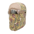 Yellow winter trapper hat with cartoon print, plush earflaps, goggles and face mask - Glasses Style / Yellow