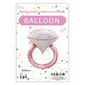 Rose gold diamond ring foil balloon for proposal decorations, size 60x83cm, 1pc - Large Rose Gold Diamond Ring / 1 Piece
