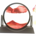 3D moving sand art decor with red and gold sand in a black circular frame - 12 Inch Stand Red